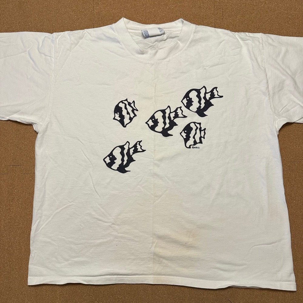 Michigan Rag Co T Shirt Unisex One Size White Fish Graphic Vintage USA Made